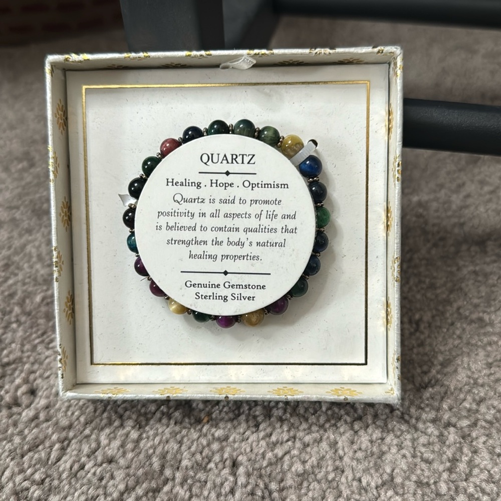 Shivam Sterling Silver Quartz Gemstone Bracelet